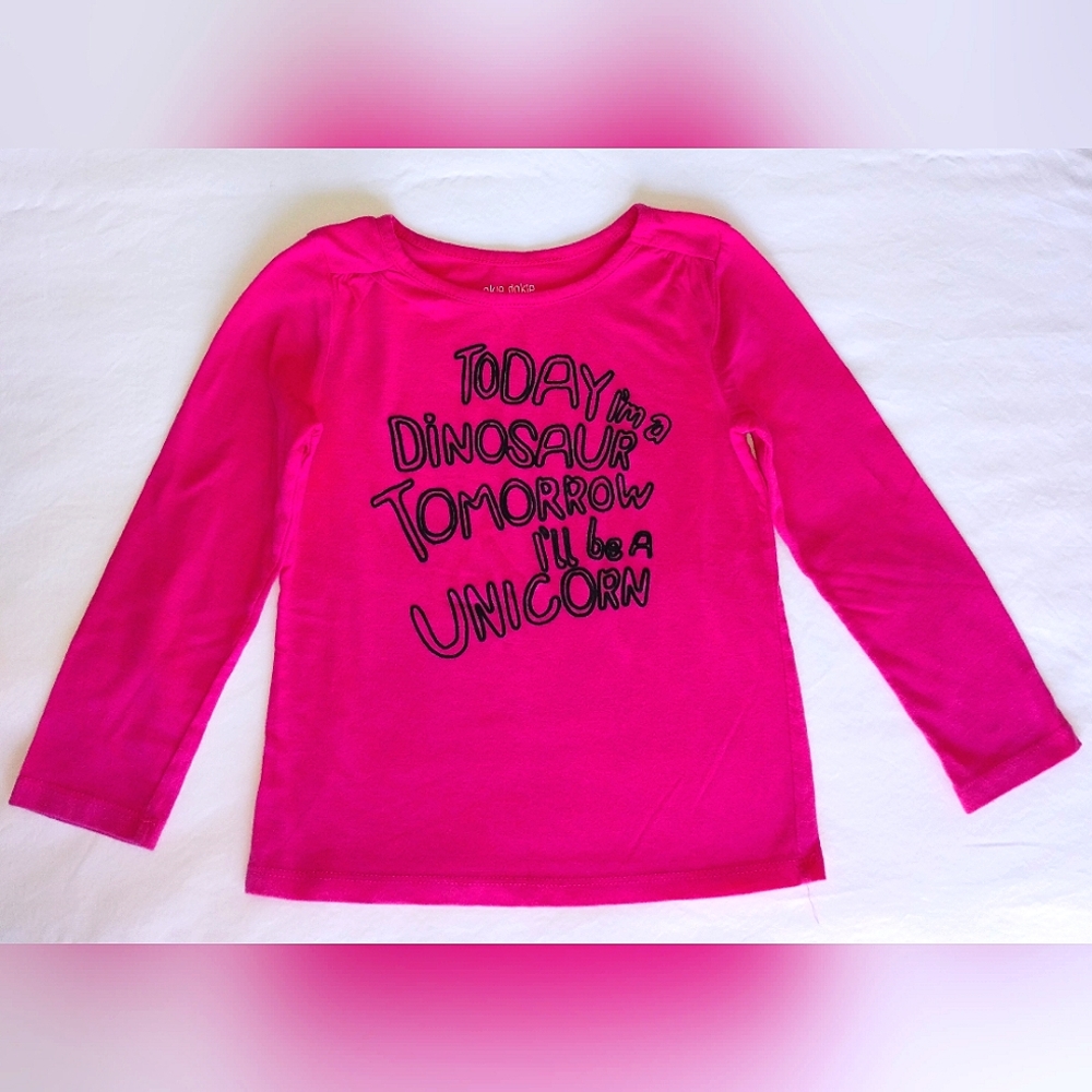 Okie Dokie girls 5T Long Sleeve Tee pink dinosaur unicorn